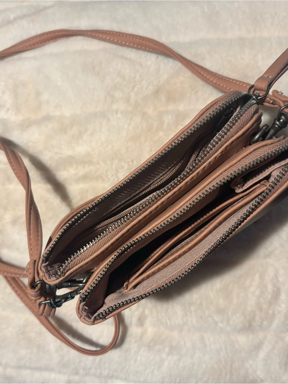 Compact Women's Crossbody Bag in Blush Tan